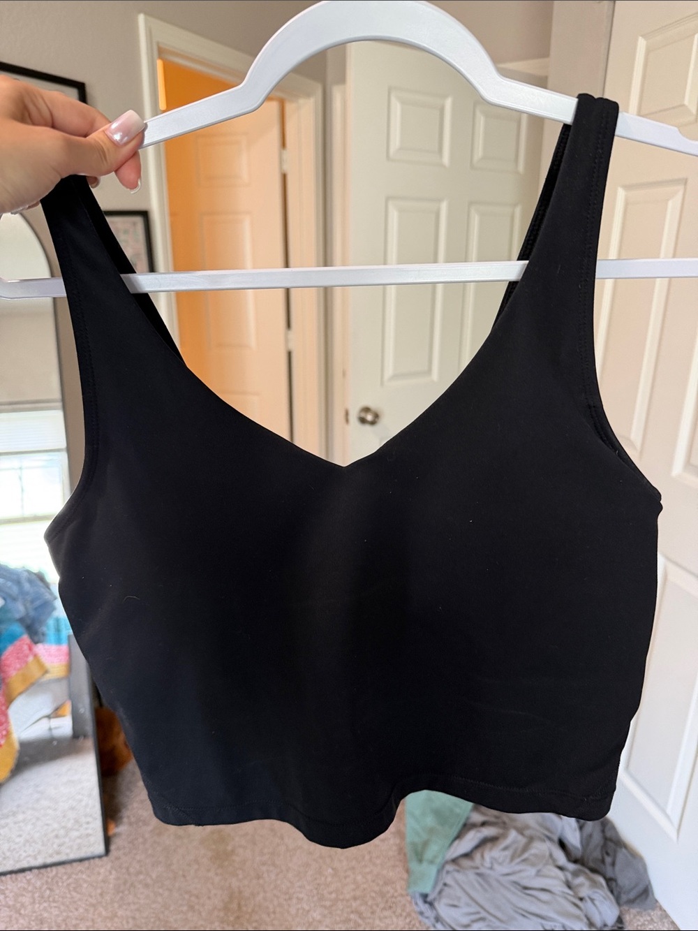 Black Crop Tank Top - V-Neck